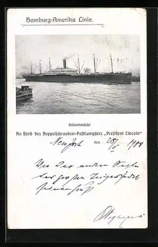 AK Doppelschrauben-Postdampfer President Lincoln, Hamburg-Amerika-Linie