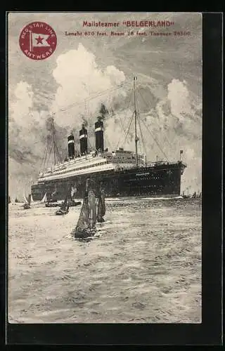 Künstler-AK Passagierschiff Belgenland in Fahrt, Red Star Line