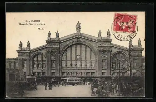 AK Paris, La Gare du Nord, de face