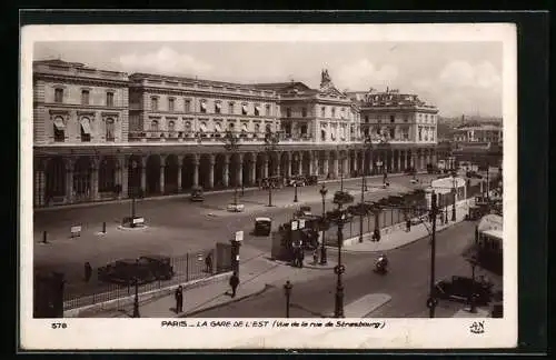 AK Paris, Gare de l`Est, vue de la rue de Strasbourg