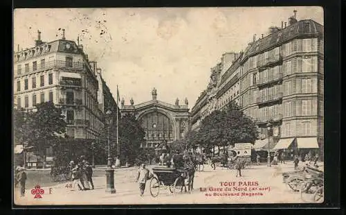 AK Paris, La Gare du Nord au Boulevard Magenta