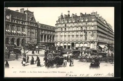 AK Paris, La Gare Saint-Lazare et l`Hotel Terminus