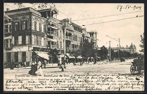 AK Rostof sur le Don, Grand`rue du jardin et Grand Hôtel