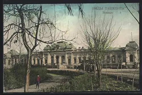 AK Taschkent, Blick auf den Bahnhof