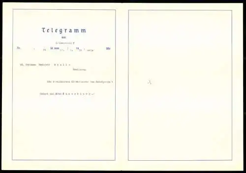 Telegramm Deutsche Reichspost, 1939, Segelschiff auf stürmischer See und Sonnenstrahlen durch Wolken, flagge