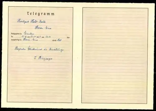 Telegramm Deutsche Reichspost, 1929, Adler und tanzende Kinder mit Rosenverzierung, Entwurf Hanns Bastanier