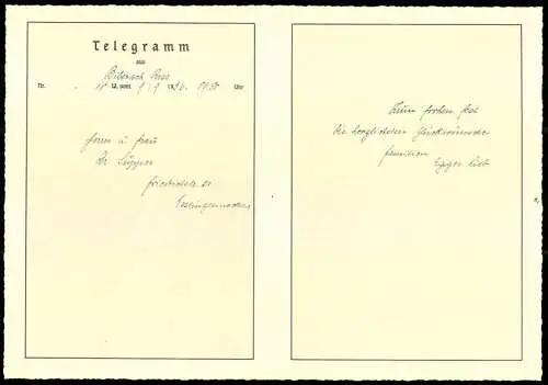 Telegramm Deutsche Reichspost, 1936, Mit kunstvollen Zeichnungen und Blumenmotiven verziertes Telegramm