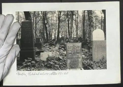 12 Fotografien unbekannter Fotograf, Ansicht Berlin, jüdischer Friedhof Schönhauser Allee 23-25, Post mortem, Grab