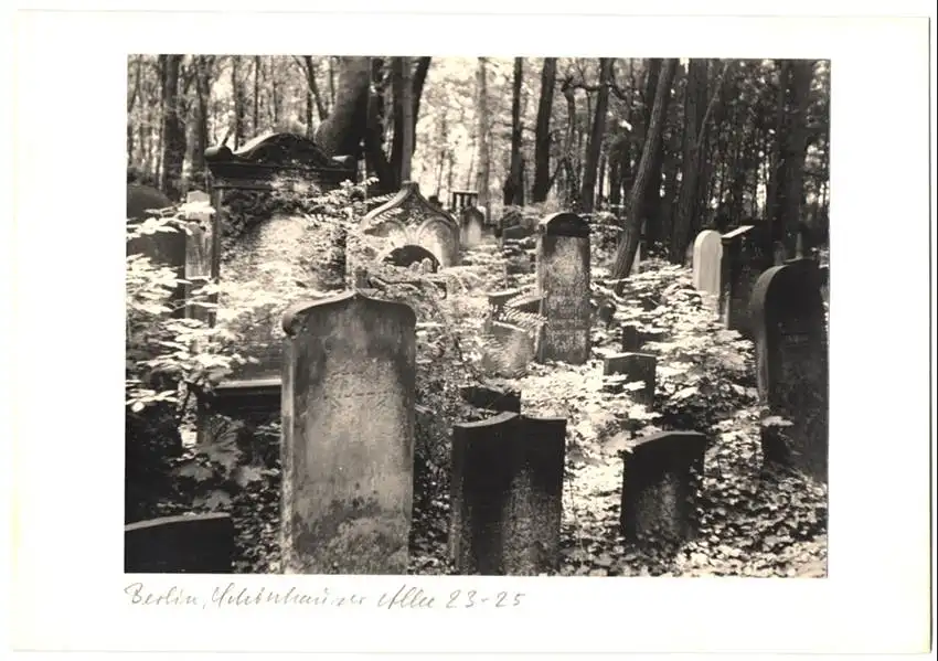 12 Fotografien unbekannter Fotograf, Ansicht Berlin, jüdischer Friedhof Schönhauser Allee 23-25, Post mortem, Grab 3