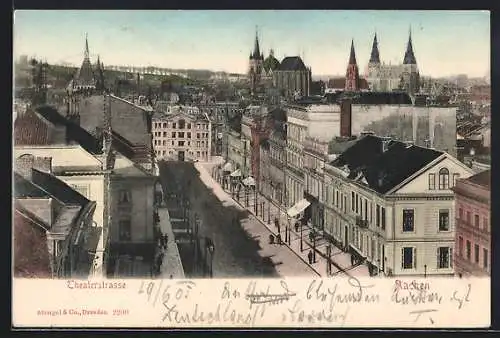 AK Aachen, Panorama entlang der Theaterstrasse