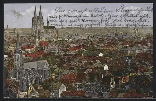 AK Köln-Neustadt, Blick von der Herz Jesu-Kirche auf den Ort