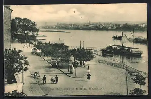 AK Neuwied, Hafenpartie m. Blick a. Weissenturm