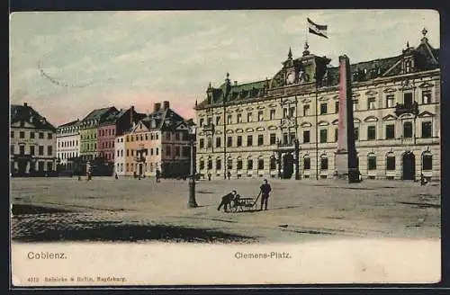 AK Coblenz, Clemens-Platz mit Denkmal