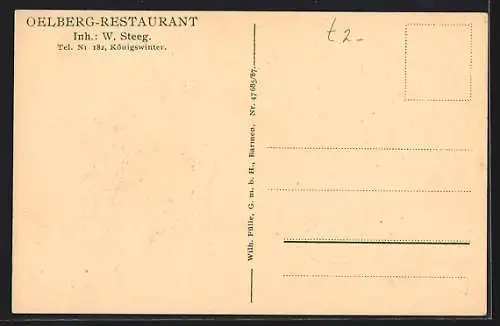 AK Oelberg im Siebengebirge, Oelberg-Restaurant W. Steeg