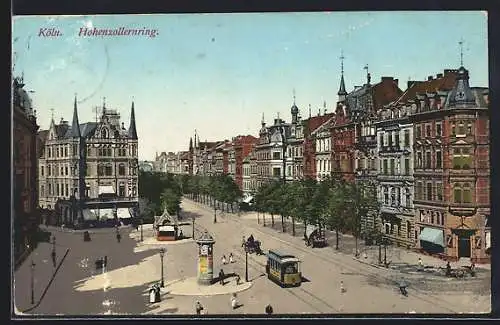 AK Köln-Neustadt, Strasse Hohenzollernring mit Strassenbahn