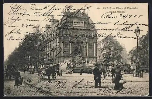 AK Paris, Place et Fontaine Saint-Michel