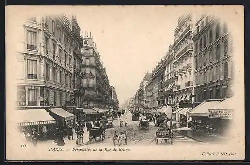 AK Paris, Perspective de la Rue de Rennes, Strassenpartie