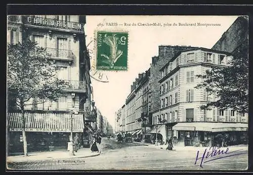 AK Paris, Rue du Cherche-Midi, prise du Boulevard Montparnasse