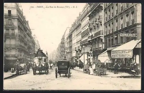 AK Paris, La Rue de Rennes, Strassenpartie