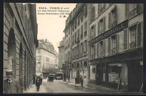 AK Paris, La Rue Casimir Delavigne, Auteur Dramatique 1793-1843, Strassenpartie