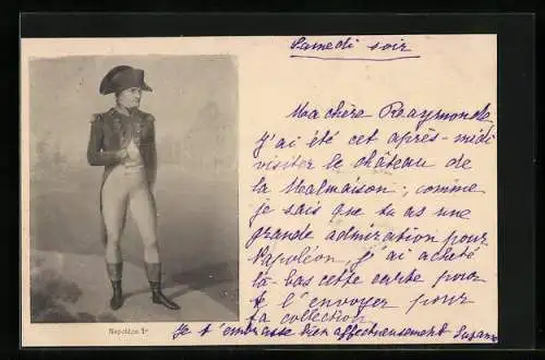 AK Napoléon I. in Uniform auf einem Platz