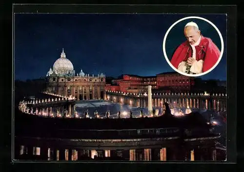 AK Citta del Vaticano, Piazza e Basilica di S. Pietro, Papst Paul VI.