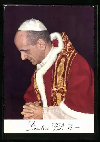 AK Papst Paul VI. mit gefalteten Händen