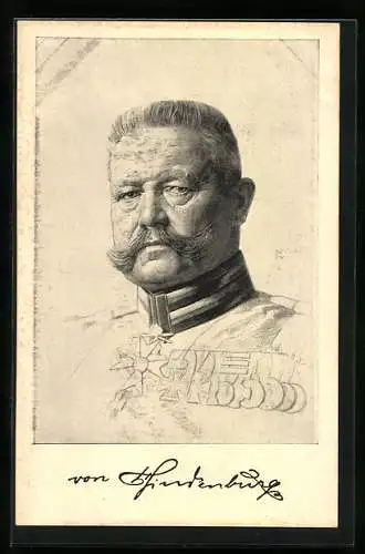 AK Paul von Hindenburg in Uniform mit Orden