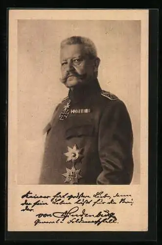 AK Ludendorff-Spende, Paul von Hindenburg in Uniform mit Orden