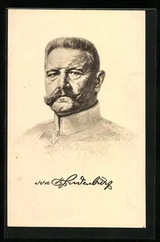 AK Paul von Hindenburg in Uniform mit Orden