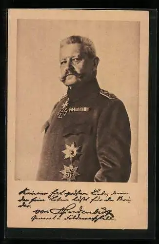 AK Ludendorff-Spende, Paul von Hindenburg in Uniform mit Orden