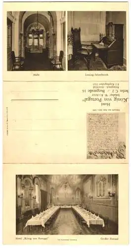 Klapp-AK Berlin, Hotel König von Portugal, Inh. W. Richter, Burgstr. 16, Grosser Festsaal, Halle, Lessing-Schreibtisch