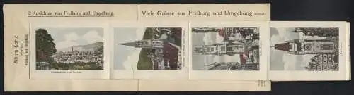 Leporello-AK Freiburg i. Br., Schwabentor, Münster, Kaufhaus und Rathaus