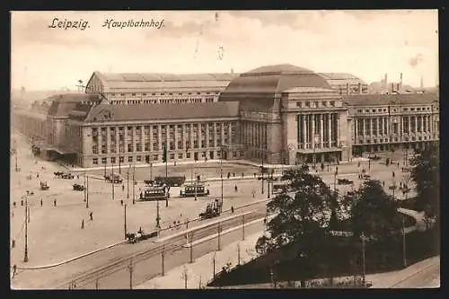 AK Leipzig, Strassenbahn am Hauptbahnhof