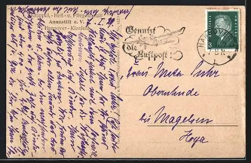 AK Hannover-Kleefeld, Krüppel, -Heil- und Pflegeanstalt Annastift e. V., Gesamtansicht der Rückseite