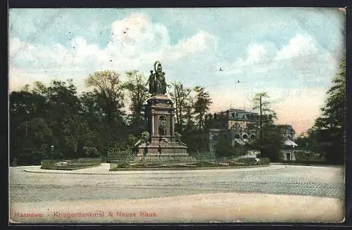 AK Hannover, Kriegerdenkmal und Neues Haus