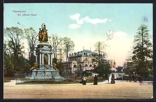 AK Hannover, Am Neuen Haus mit Denkmal