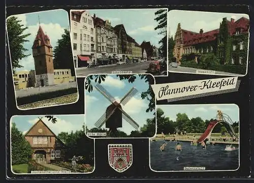 AK Hannover-Kleefeld, Gaststätte alte Mühle, Pferdeturm, Badeanstalt