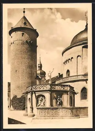 AK Würzburg, Der Burghof der Festung Marienberg