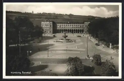 AK Würzburg, Blick auf den Bahnhof