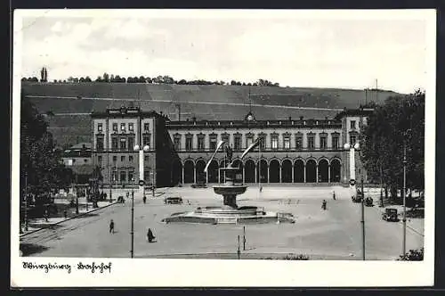 AK Würzburg, Bahnhof mit Vorplatz