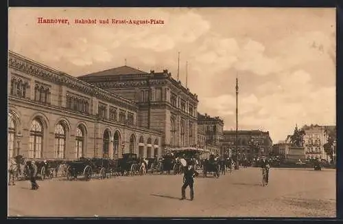 AK Hannover, Bahnhof und Ernst-August-Platz