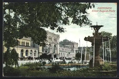 AK Hannover, Ernst August-Platz und Bahnhof