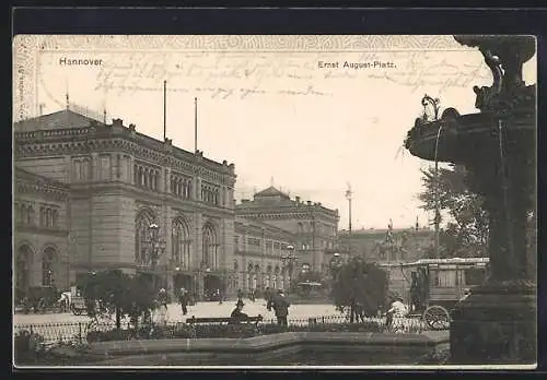 AK Hannover, Ernst August-Platz am Bahnhof