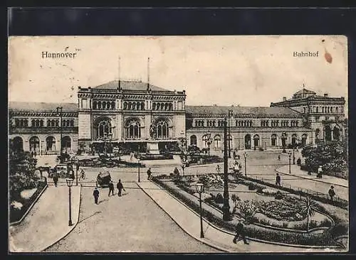 AK Hannover, Teilansicht mit Bahnhof