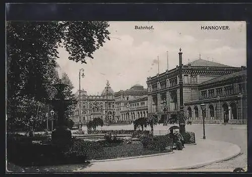 AK Hannover, Am Brunnen vor dem Hauptbahnhof