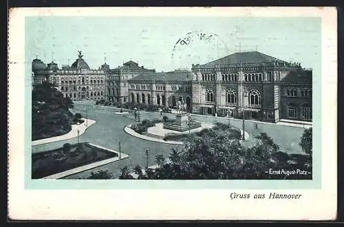 AK Hannover, Bahnhof mit Ernst-August-Platz