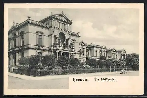 AK Hannover, Strasse am Schiffgraben mit Karren