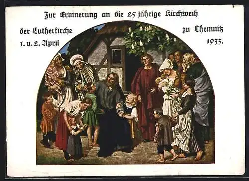 Künstler-AK Chemnitz, 25 jährige Kirchweih der Lutherkirche 1933