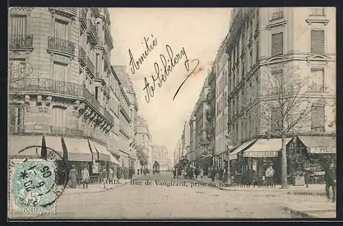 AK Paris, Rue de Vaugirard, prise du Boulevard pasteur